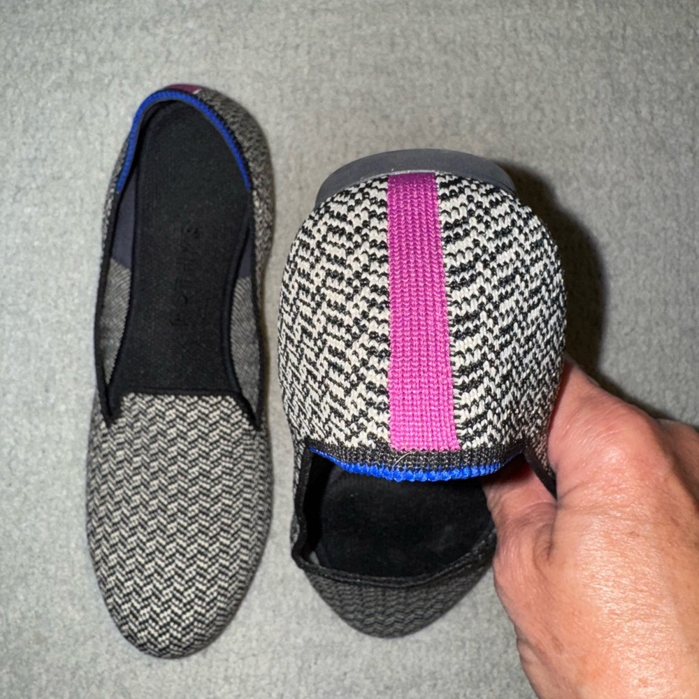 Rothy's Black and White Flats with Herringbone Pattern - Picture 2 of 5